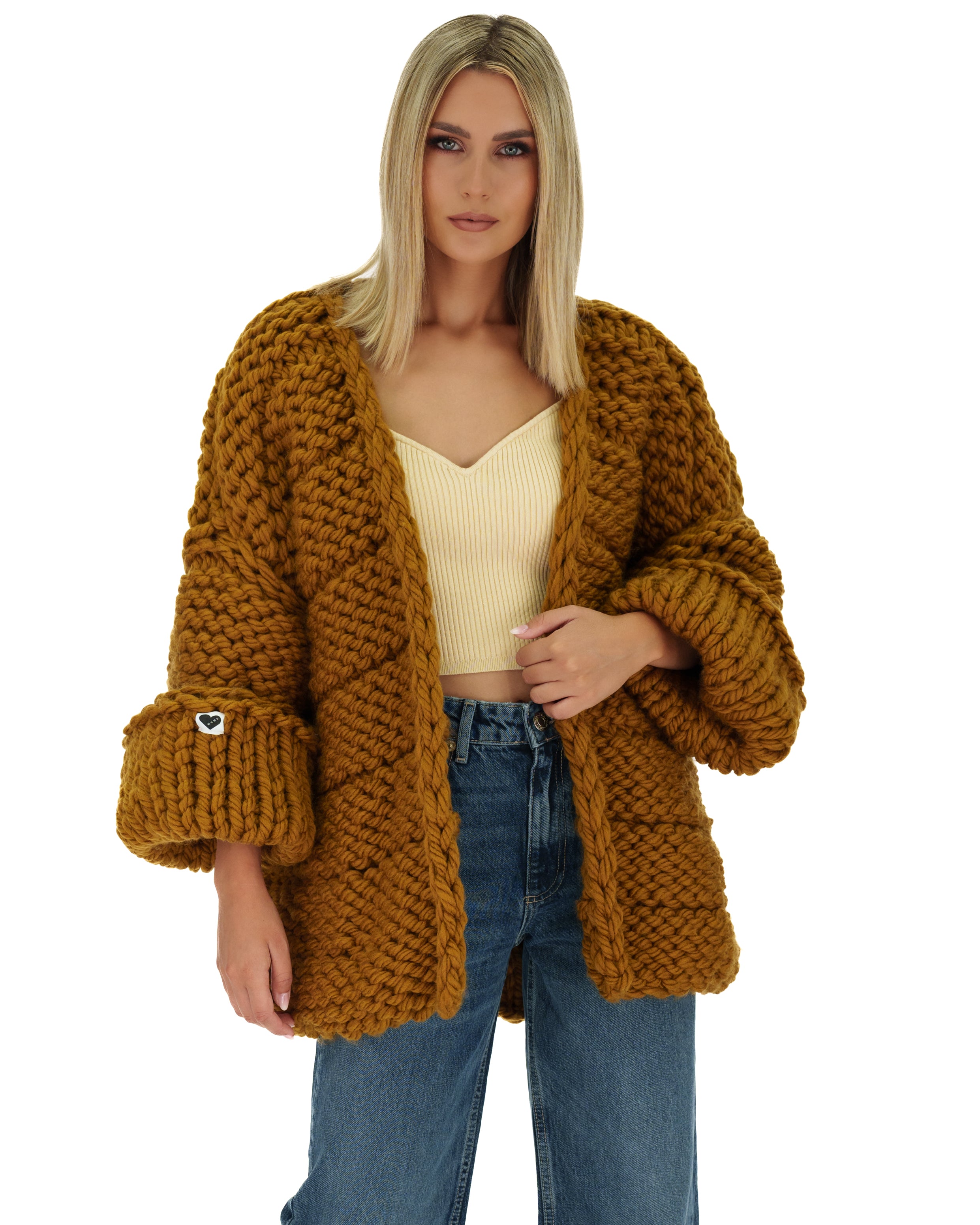 Tan chunky knit on sale cardigan