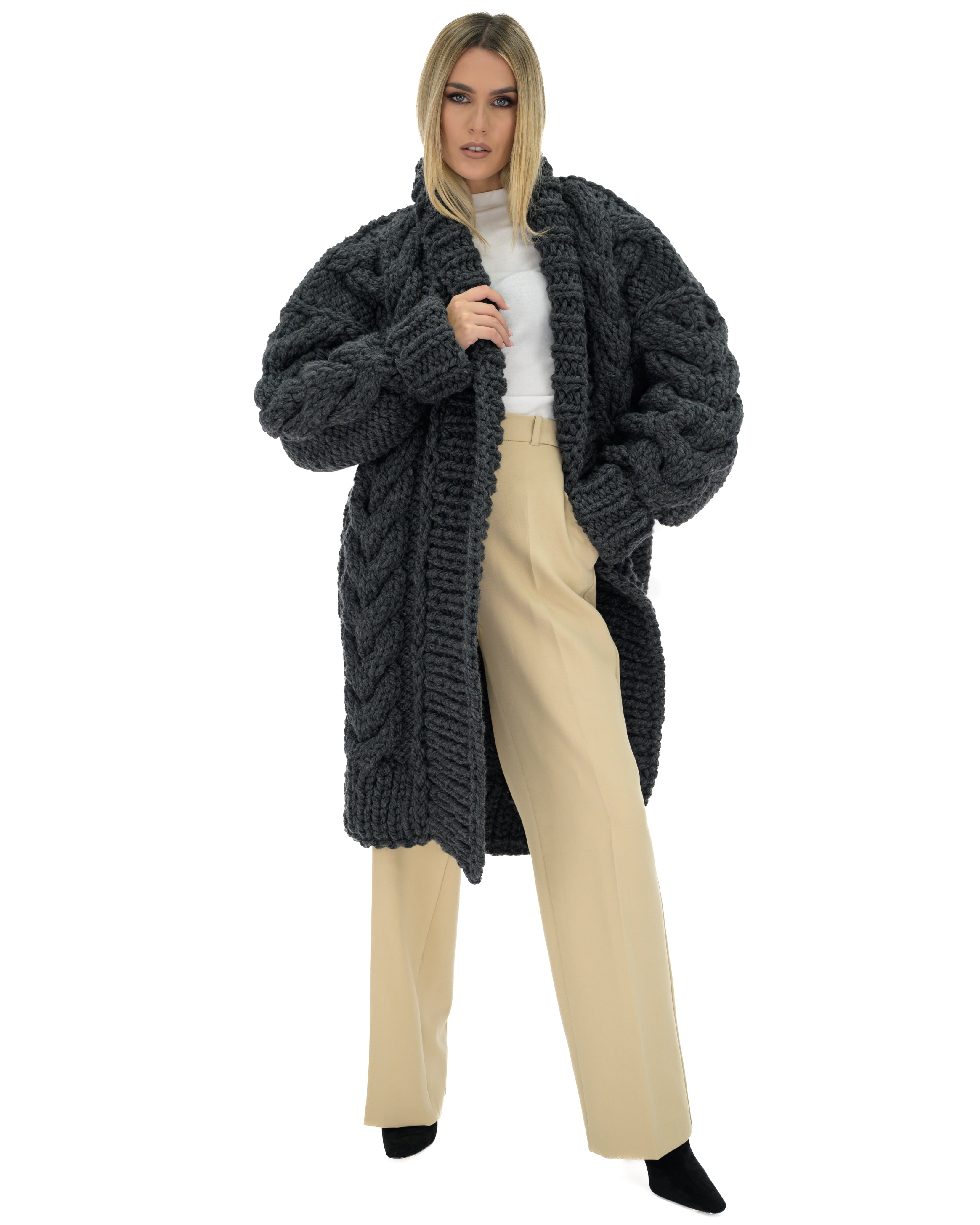 女性が喜ぶ♪ 【新品】l'or ロル Cable knit Long coat ロングコート ...