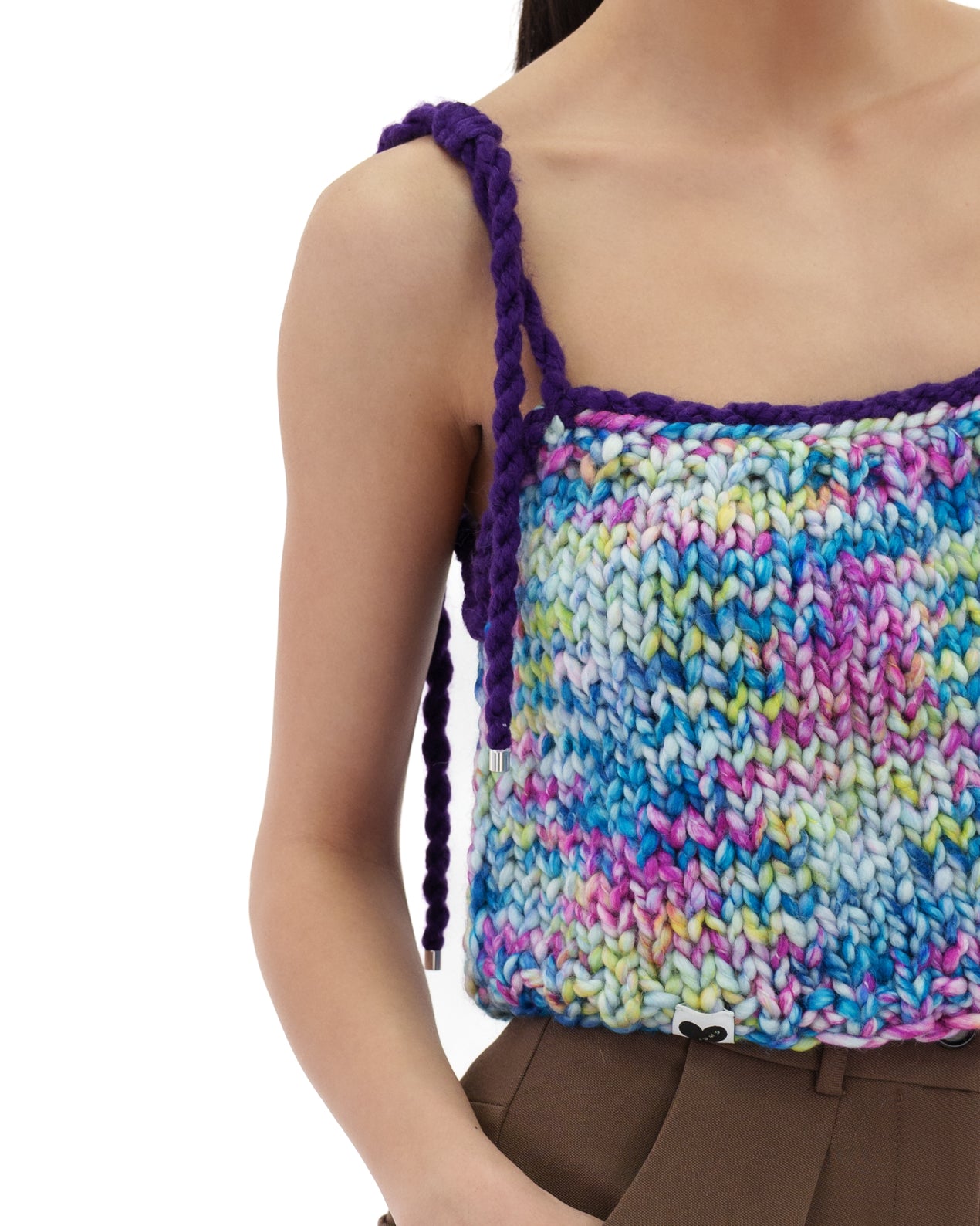 Rainbow knitted hot sale crop top